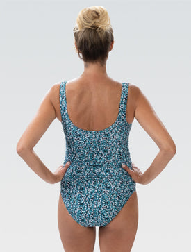 Dolfin Women's Aquashape Dot Print Moderate Surplice Wrap Front One Piece Swimsuit  One Piece Swimsuits  Dolfin