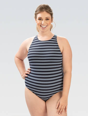 Dolfin Printed Scoop Neck Contemporary One-Piece with Criss-Cross Back Straps  Women's Aquatic Fitness Swimsuits  Dolfin