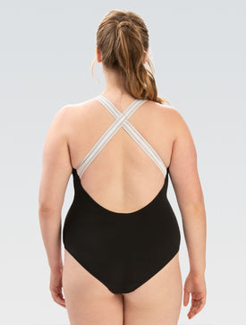 Dolfin Solid Scoop Neck Contemporary One-Piece with Criss-Cross Back Straps  Women's Aquatic Fitness Swimsuits  Dolfin