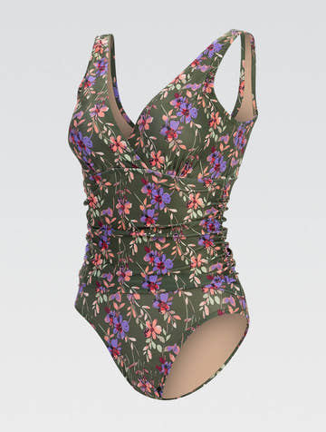 Dolfin Women's Aquashape Solid Moderate Surplice Wrap Front One Piece  One Piece Swimsuits  Dolfin