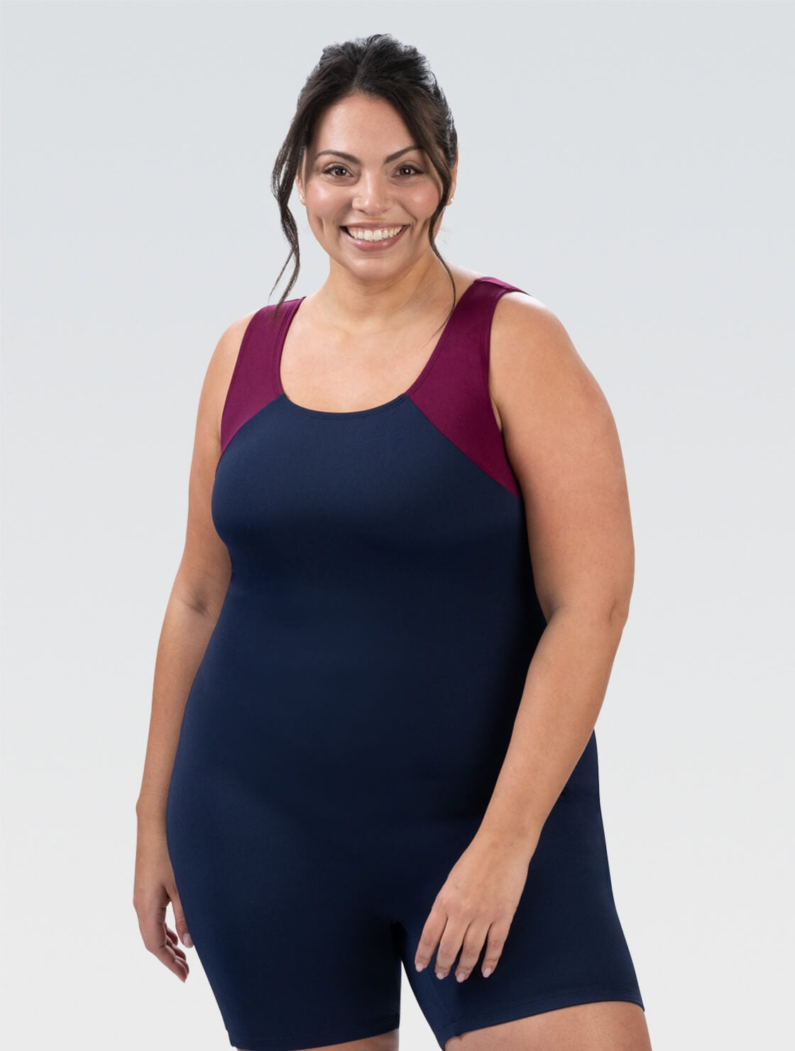 Dolfin Women's Aquashape Navy and Cabernet Color Block Aquatard Swimsuit  One Piece Swimsuits  Dolfin