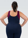 Dolfin Women's Aquashape Navy and Cabernet Color Block Aquatard Swimsuit  One Piece Swimsuits  Dolfin