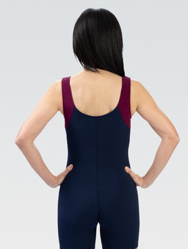 Dolfin Women's Aquashape Navy and Cabernet Color Block Aquatard Swimsuit  One Piece Swimsuits  Dolfin