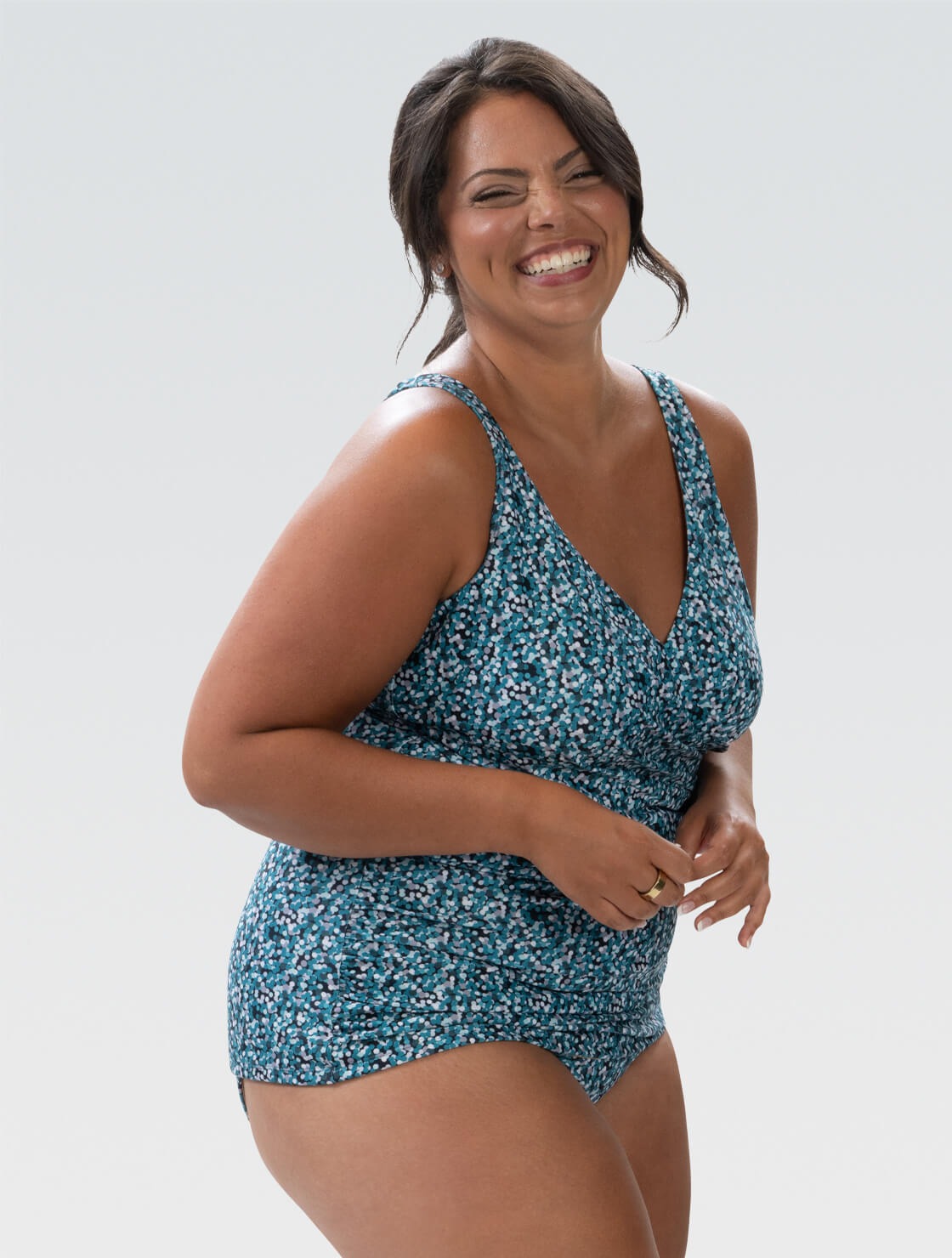 Dolfin Women's Aquashape Dot Print Wrap Front Tankini Swimsuit Top  Women's Tankini Top  Dolfin