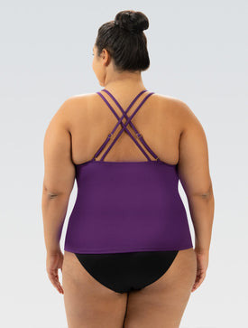 Dolfin Solid Deep Scoop Neck Tankini Top with Double Strap  Women's Tankini Top  Dolfin
