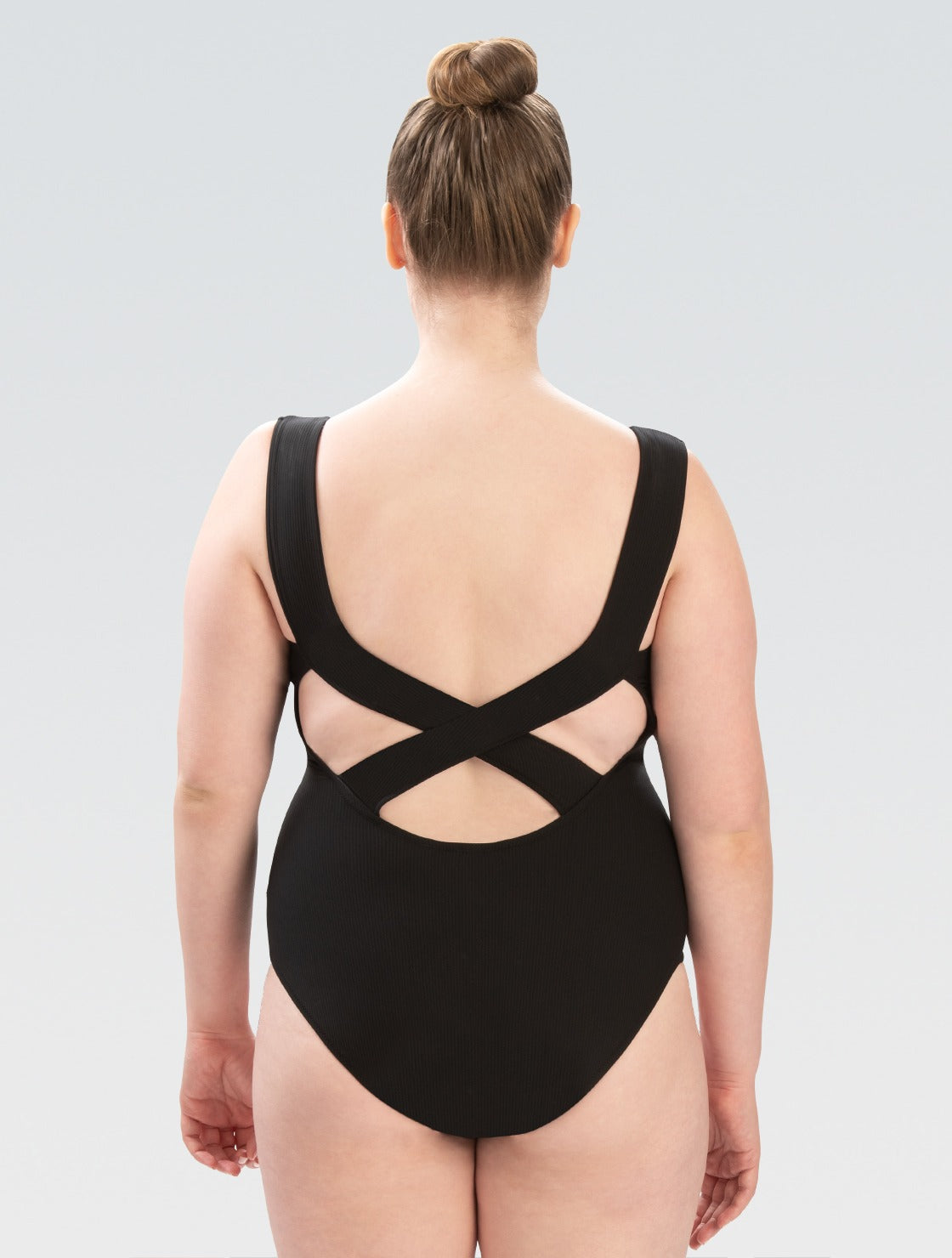 Dolfin Solid Soft V-Neck Contemporary Rib Knit One-Piece with Low Cross Back Detail  Women's Aquatic Fitness Swimsuits  Dolfin