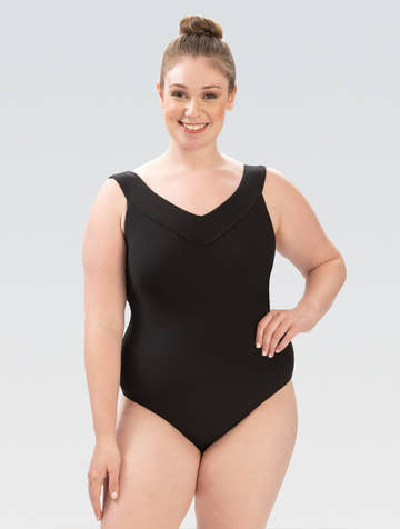 Dolfin Solid Soft V-Neck Contemporary Rib Knit One-Piece with Low Cross Back Detail  Women's Aquatic Fitness Swimsuits  Dolfin
