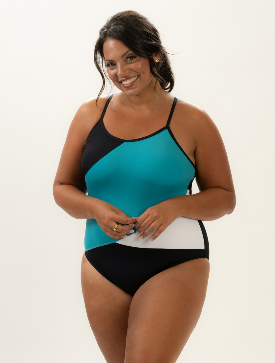 Dolfin Aquashape Women’s Blocked Moderate One Piece – Criss-Cross Straps  Women's Aquatic Fitness Swimsuits  Dolfin