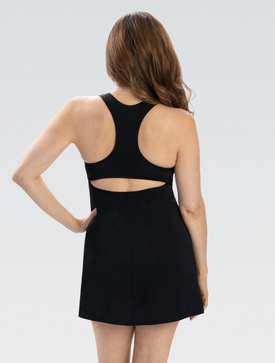 Dolfin Women's Aquashape Black Racerback Swim Dress with Detachable Swim Brief