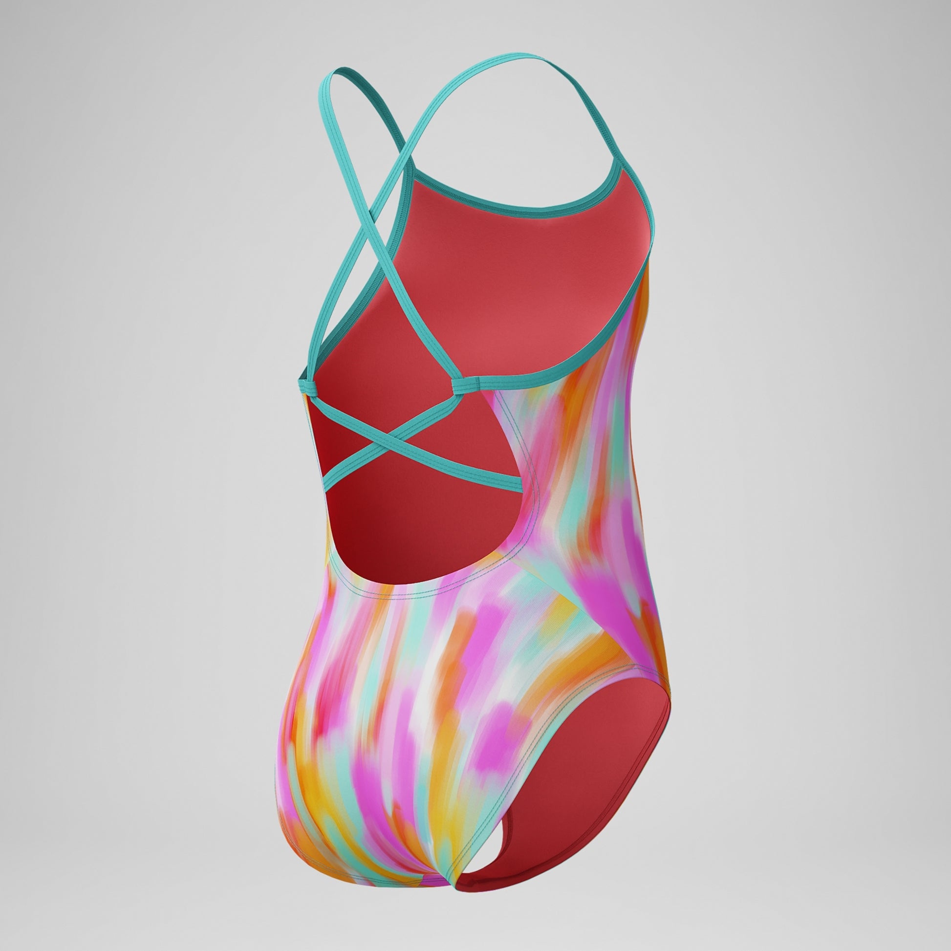 Speedo Women's Printed Double X Back One Piece Swimsuit Extended Colors  One Piece Swimsuits  Speedo