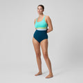 Speedo Women's Banded Colorblock One Piece Swimsuit  One Piece Swimsuits  Speedo