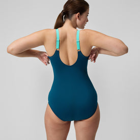 Speedo Women's Banded Colorblock One Piece Swimsuit  One Piece Swimsuits  Speedo