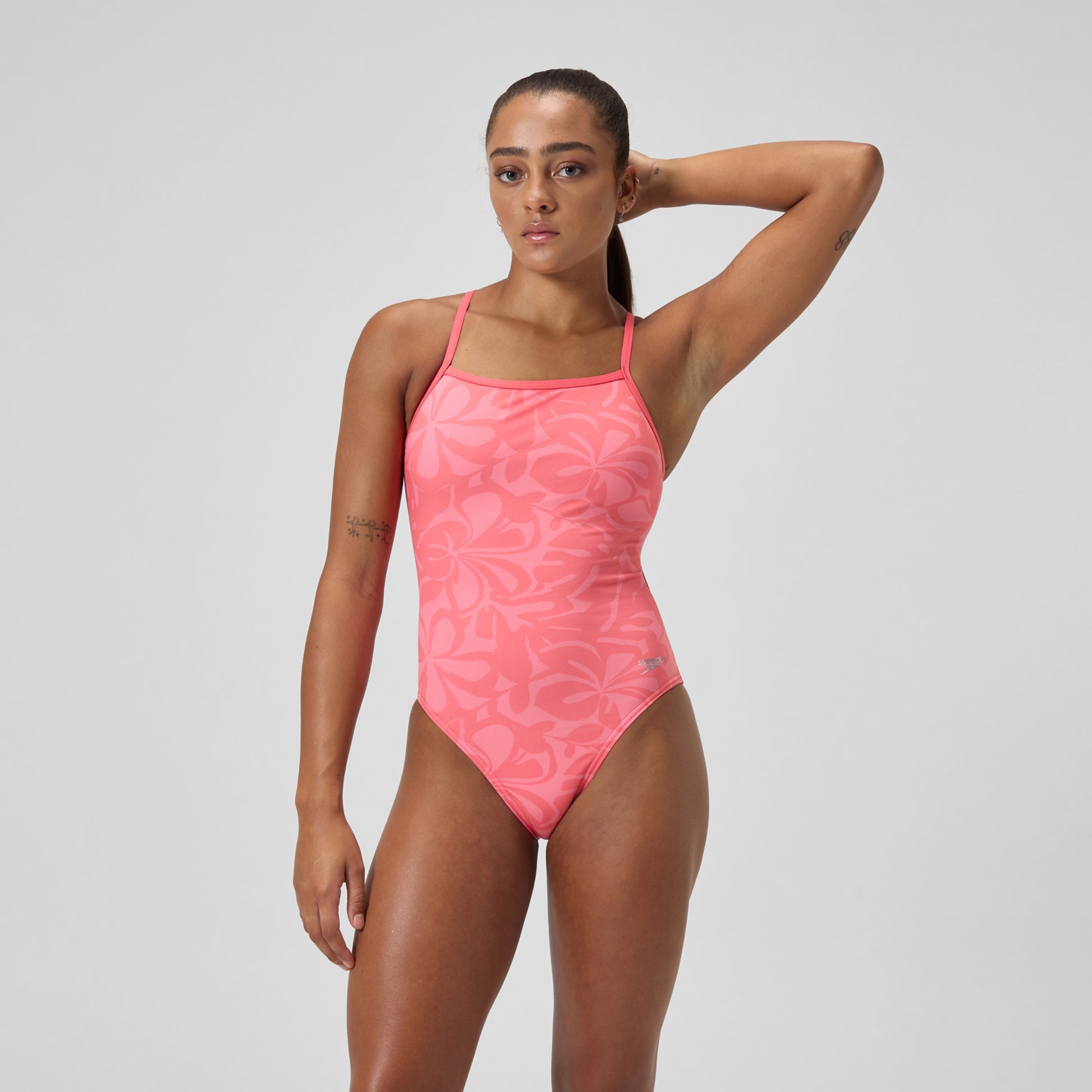 Speedo Women's Printed Tri Back One Piece Swimsuit  One Piece Swimsuits  Speedo