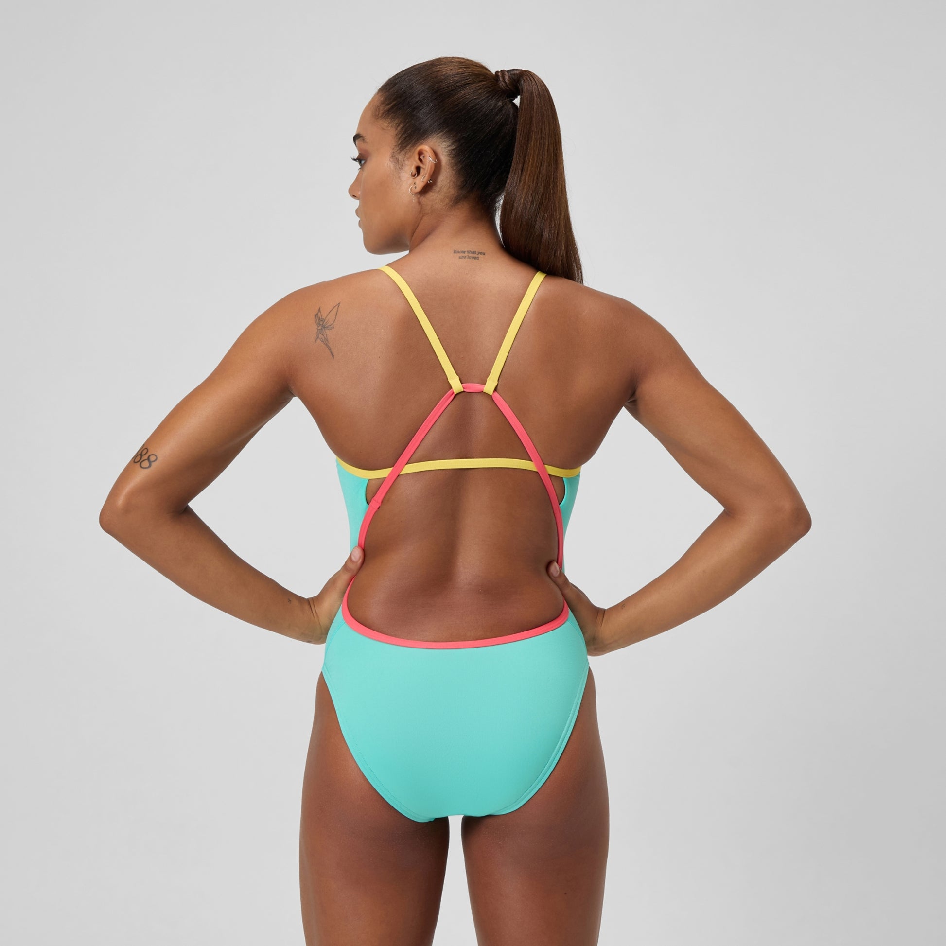 Speedo Solid Tri Back One Piece Swimsuit  One Piece Swimsuits  Speedo