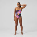 Speedo Women's Printed Web Back One Piece  One Piece Swimsuits  Speedo