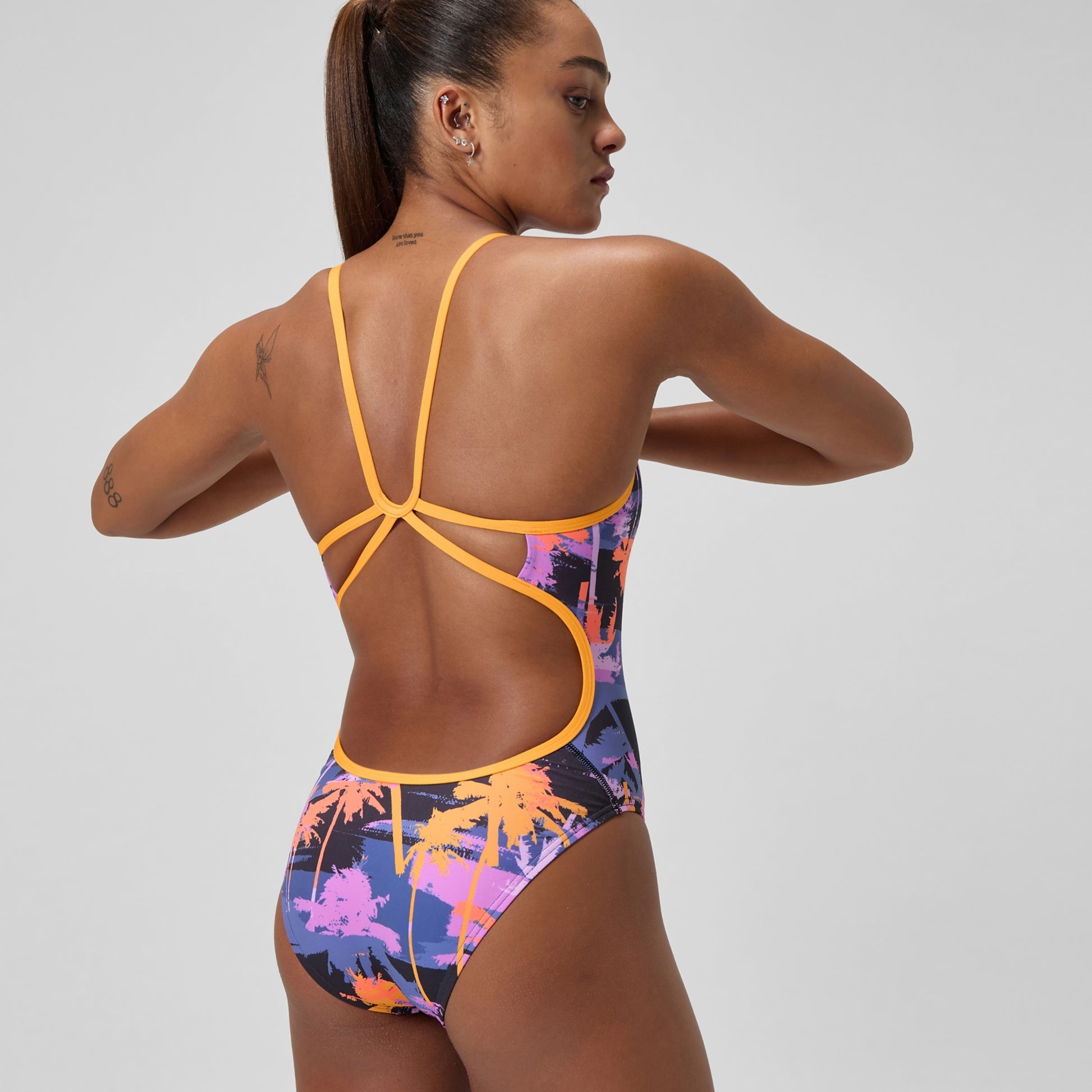 Speedo Women's Printed Web Back One Piece  One Piece Swimsuits  Speedo