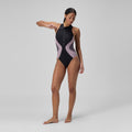 Speedo Women's Zip Colorblock One Piece Swimsuit    Speedo