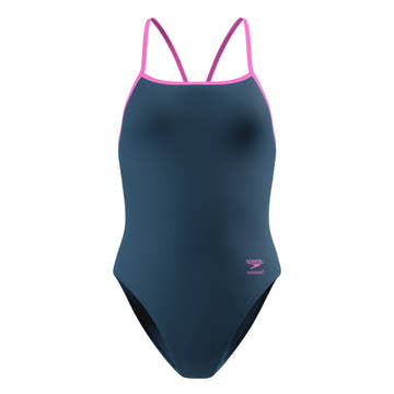 Speedo Women's Solid Turnback One Piece Swimsuit