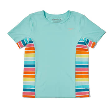 Speedo Girls Print Splice Kid's Rashguard  Girls Rash Guard  Speedo