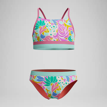 Speedo Print Blocked Bikini Set  Girls One Piece  Speedo