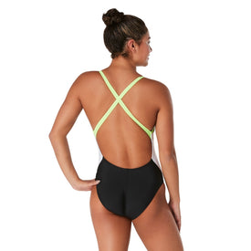 Speedo Women's Color Block Relay Back One Piece Swimsuit  One Piece Swimsuits  Speedo