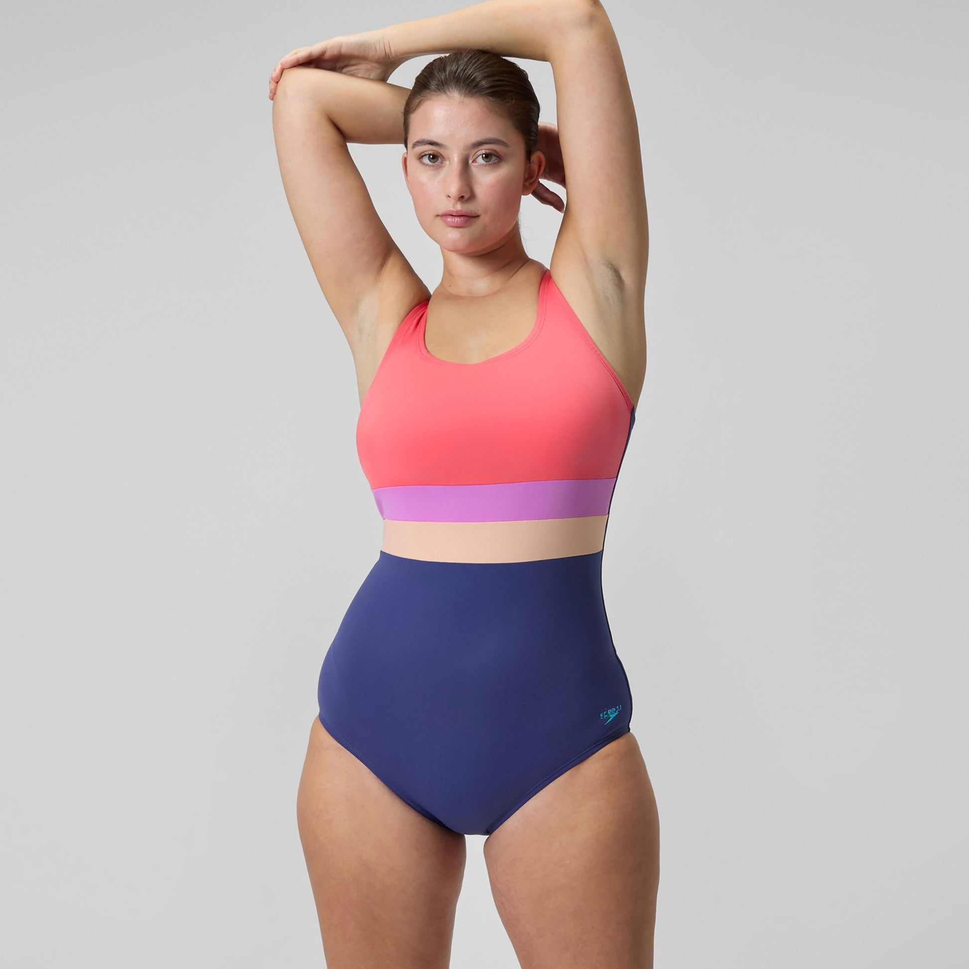 Speedo Women's Banded Colorblock One Piece Swimsuit  One Piece Swimsuits  Speedo