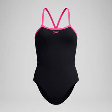 Speedo Women's Solid Closed Back With Hydro Bra One Piece Swimsuit