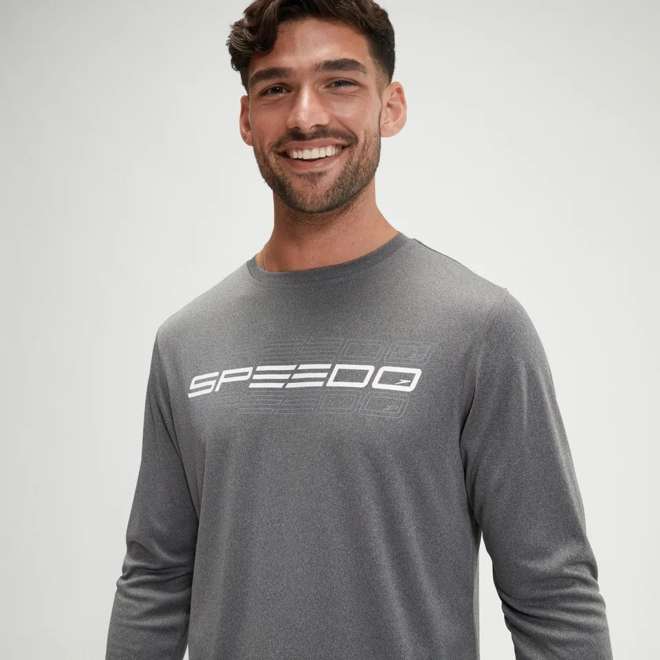 Speedo Men's Long Sleeve Graphic Swim Rashguard Shirt  Long Sleeve Rash Guard  Speedo