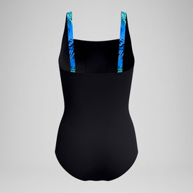Speedo Women’s Print Blocked Square Neck One Piece Swimsuit