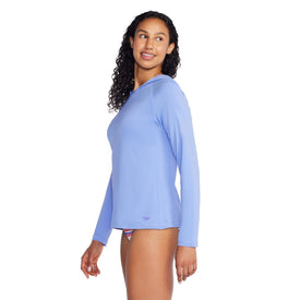 Speedo Women's Long Sleeve Swim Tee With Hood  Long Sleeve Rash Guard  Speedo