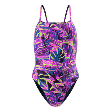 Speedo Women's Printed Web Back One Piece  One Piece Swimsuits  Speedo