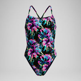 Speedo Women's Swimsuit Printed V-Back One Piece  One Piece Swimsuits  Speedo