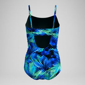 Speedo Women's Adjustable Print Shirred One Piece Swimsuit  One Piece Swimsuits  Speedo