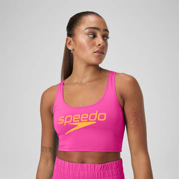 Speedo Women's Solid Logo Crop Top  Crop Top  Speedo