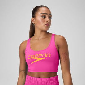 Speedo Women's Solid Logo Crop Top  Crop Top  Speedo