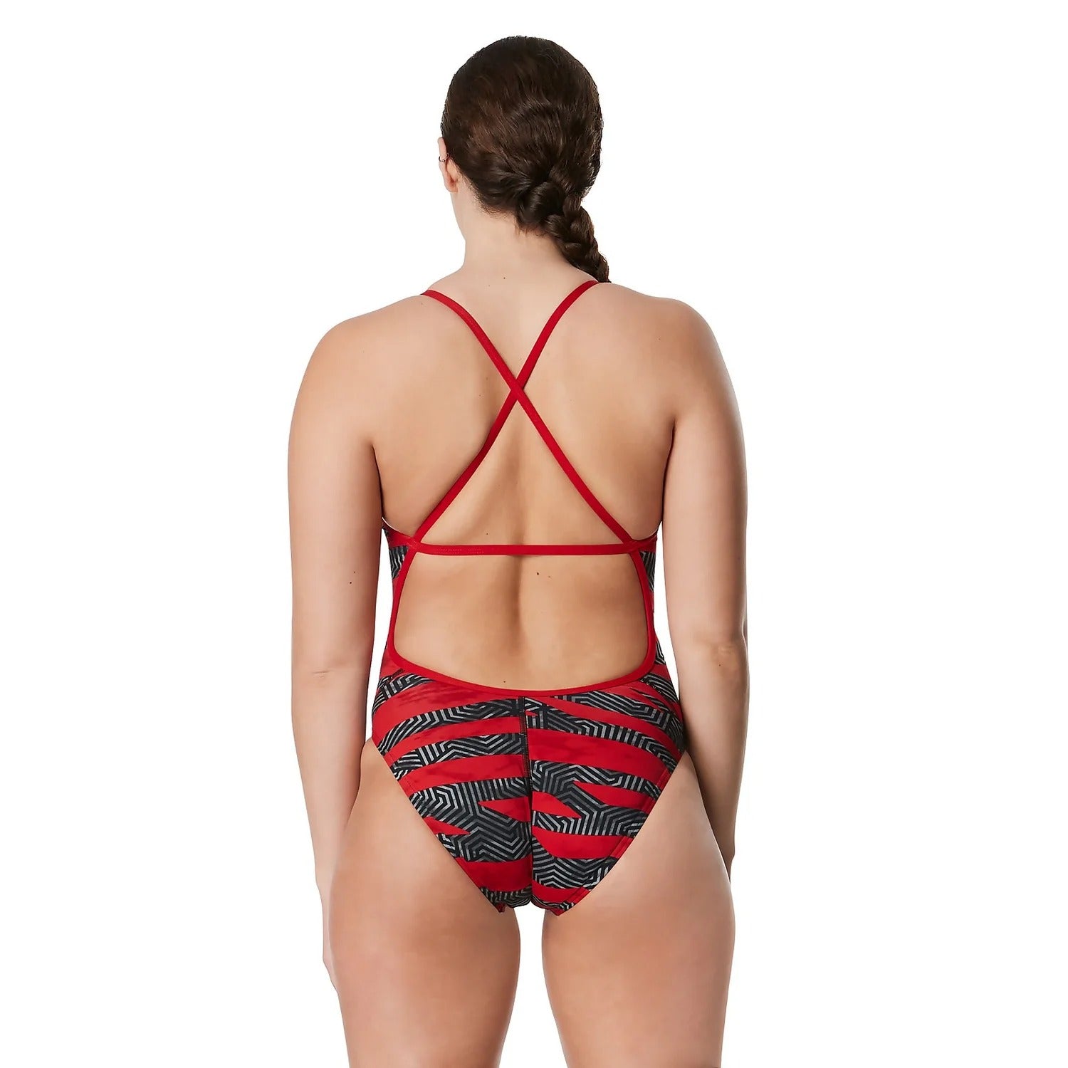 Speedo Women's Contort Stripes Crossback One Piece Swimsuit  One Piece Swimsuits  Speedo