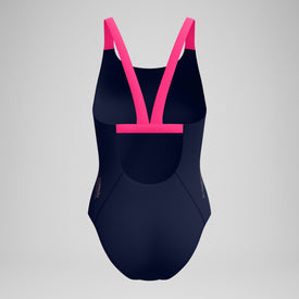 Speedo Women's Solid Boom Leaderback One Piece  One Piece Swimsuits  Speedo