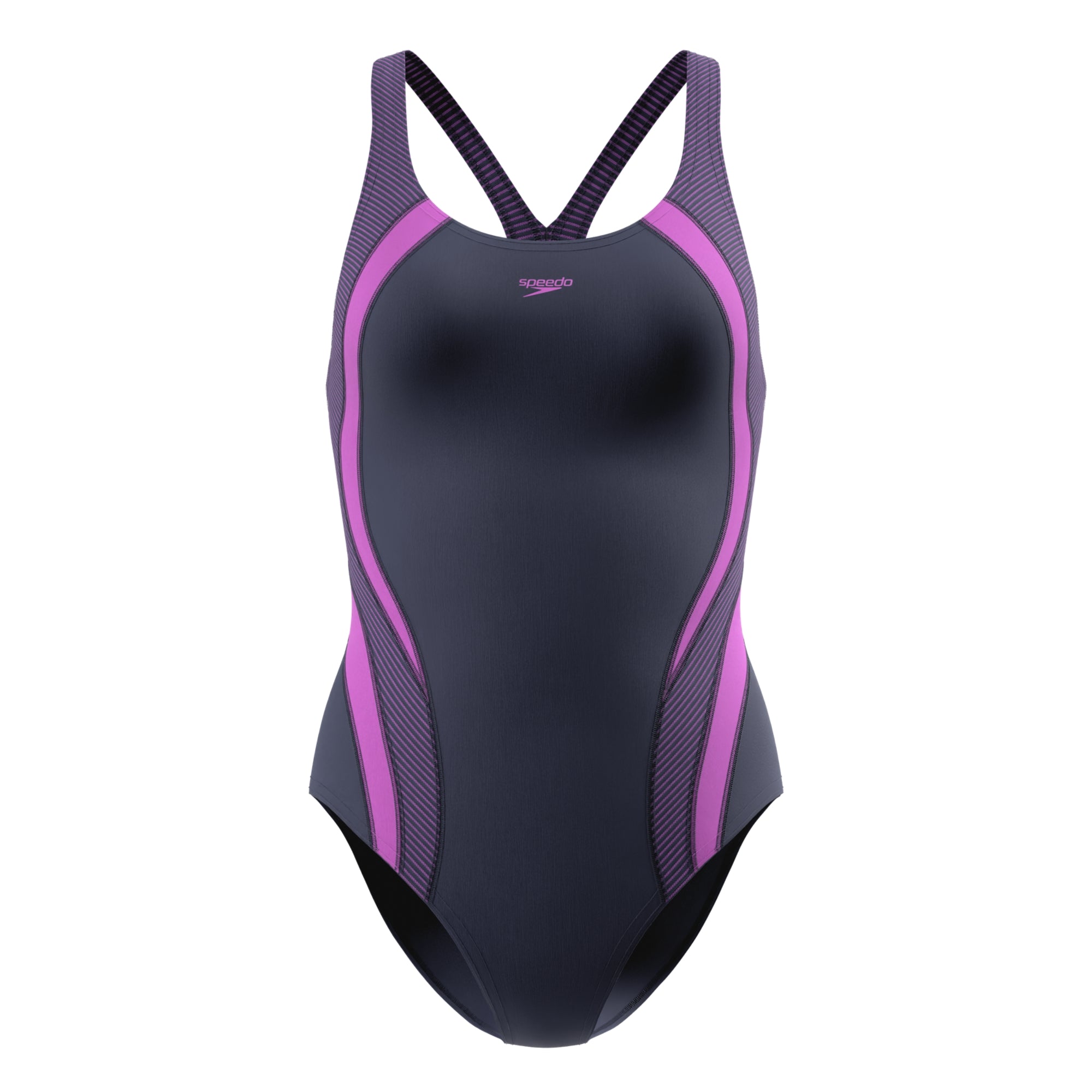 Speedo 競泳用水着 紫黒 Speedo Women's Quantum Rib Splice One Piece Swimsuit