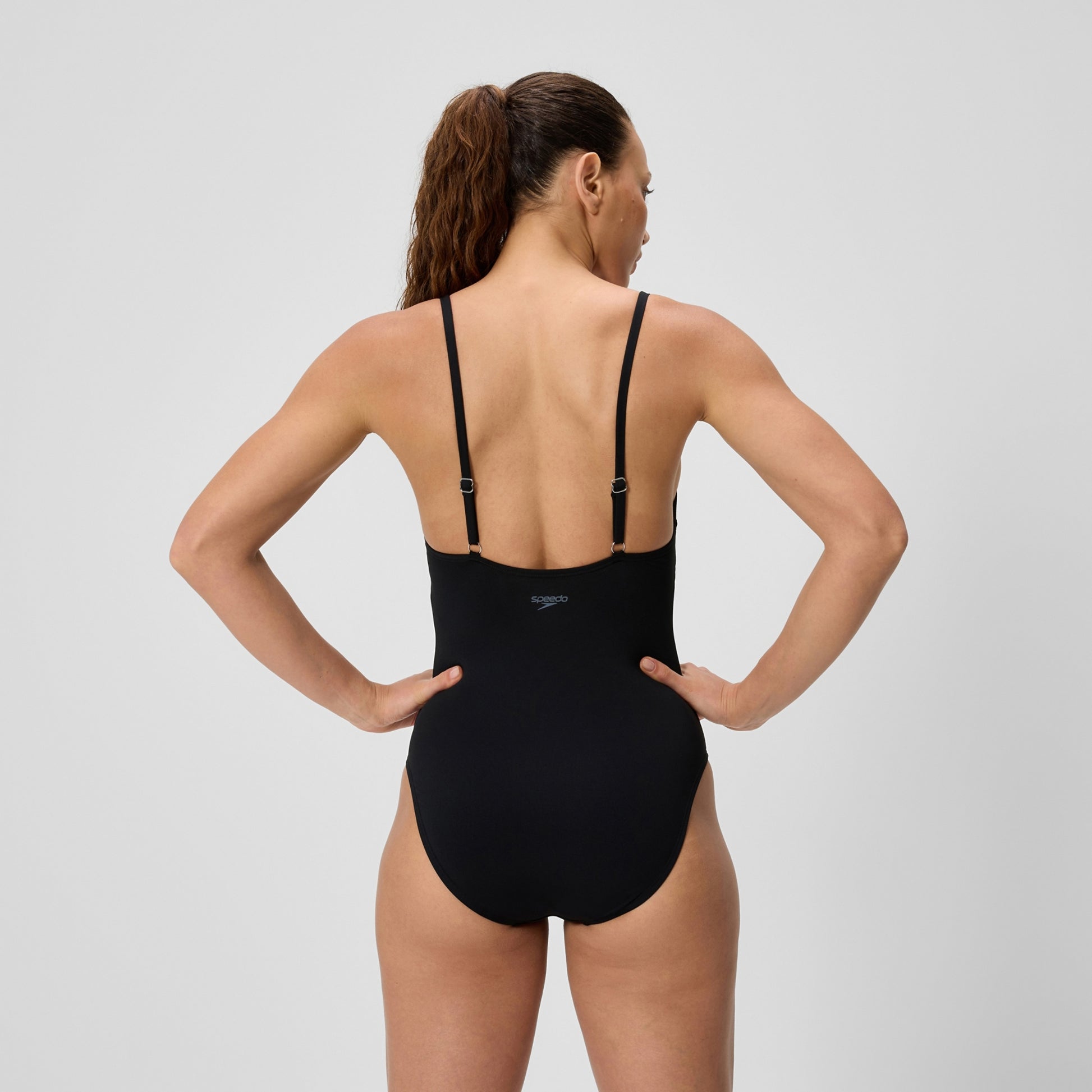 Speedo Women's Solid V-Neck One Piece Swimsuit  One Piece Swimsuits  Speedo