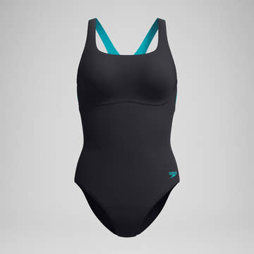 Speedo Women's Solid Flex Band One Piece Swimsuit  One Piece Swimsuits  Speedo