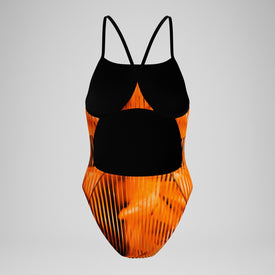 Speedo Women's Linear Lava Turnback One Piece Swimsuit  One Piece Swimsuits  Speedo