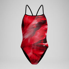 Speedo Women's Linear Lava Turnback One Piece Swimsuit  One Piece Swimsuits  Speedo