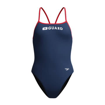 Speedo Women's Guard Endurosoft Turnback One Piece Swimsuit  Lifeguard One Piece  Speedo