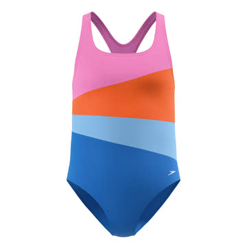 Speedo Girls Radiating Splice Medalist One Piece Swimsuit