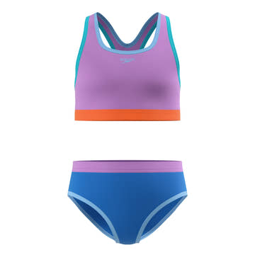 Speedo Girls Solid Racerback Set Two Piece Swimsuit  Two Piece Swimsuits  Speedo