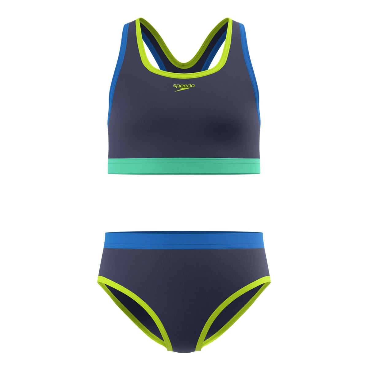 Speedo Girls Solid Racerback Set Two Piece Swimsuit  Two Piece Swimsuits  Speedo