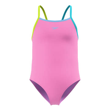 Speedo Girls Solid Propel Back One Piece Swimsuit