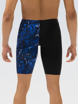 Dolfin Reliance Men's Printed Vapor Blue and Color Blocked Leg Jammer  Swim Jammers  Dolfin