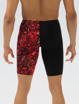 Dolfin Reliance Men's Printed Vapor Blue and Color Blocked Leg Jammer Extended Colors  Swim Jammers  Dolfin