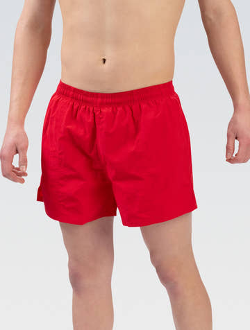 Dolfin Men’s Solid Red 5-Inch Water Short  Men's Aqua Fitness Trunks  Dolfin